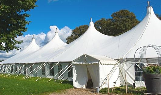 portable restrooms arranged for a special event, providing quick and easy access for attendees in Laurel